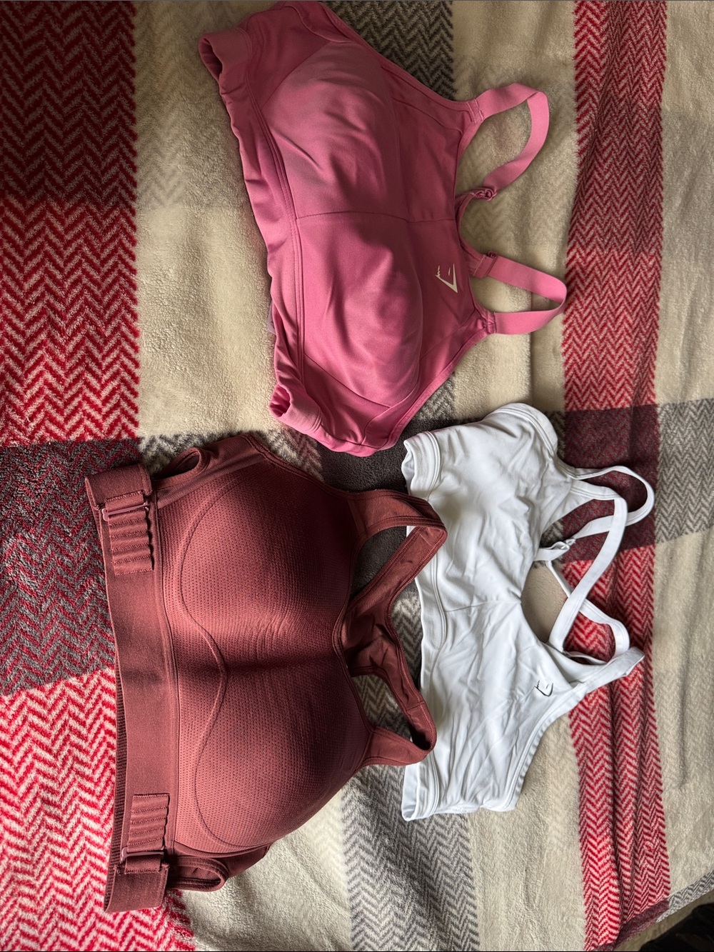 Gymshark Support Pink, Burgundy & White Sports Bras - Women's Intimates